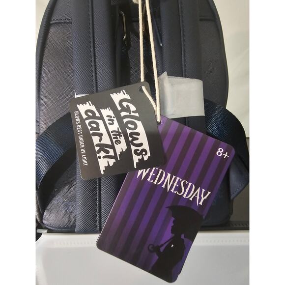NWT Loungefly Wednesday Nevermore Academy Figural Glow in the dark Mini Backpack - Picture 3 of 8